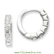 Sterling Silver CZ Hinged Hoop Earrings