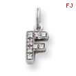 Sterling Silver CZ Initial F Charm