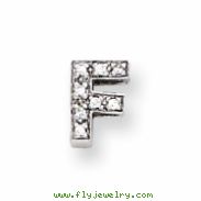 Sterling Silver CZ Initial F Slide