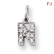 Sterling Silver CZ Initial N Charm