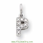 Sterling Silver CZ Initial P Charm