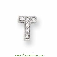 Sterling Silver CZ Initial T Slide