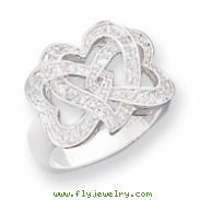Sterling Silver CZ Intertwined Hearts Ring