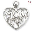 Sterling Silver CZ Mom Heart Pendant