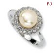 Sterling Silver CZ Pink Cultured Pearl Ring