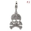 Sterling Silver CZ Skull and Cross Bones w/Lobster Clasp Charm
