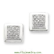 Sterling Silver CZ Square Post Earrings