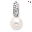 Sterling Silver CZ With Cultured Pearl Pendant
