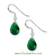 Sterling Silver Dark Green Crystal Dangle Earrings