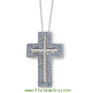 Sterling Silver Decamber Cubic Zirconia Birthstone Message of the Cross 18" Necklace