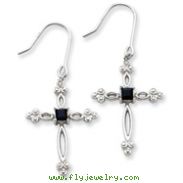 Sterling Silver Diamond Accent Cubic Zirconia Cross Earrings