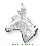 Sterling Silver Diamond Cut Horse Head Pendant