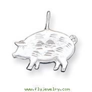 Sterling Silver Diamond Cut Pig Pendant