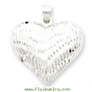 Sterling Silver Diamond-Cut Puffed Heart Pendant