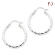 Sterling Silver Diamond-Cut Satin Polished Hoop Earrings