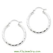 Sterling Silver Diamond-Cut Satin Polished Hoop Earrings