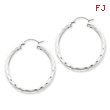 Sterling Silver Diamond-Cut Satin Polished Hoop Earrings