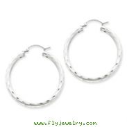 Sterling Silver Diamond-Cut Satin Polished Hoop Earrings