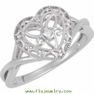 Sterling Silver Diamond Heart Ring