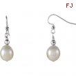 Sterling Silver EARRING Complete with Stone NONE NA 10.00-11.00 MM FRESHWATER CULTURED PEARL Polishe