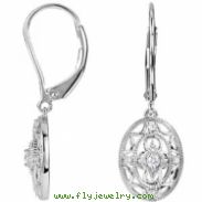 Sterling Silver EARRINGS Complete with Stone NONE ROUND VARIOUS Diamond Polished 1/10 CTW DIA EARRIN