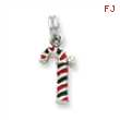 Sterling Silver Enamel Candy Cane Charm