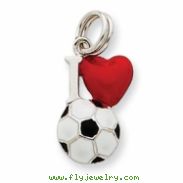 Sterling Silver Enamel I Heart Soccer Ball Charm