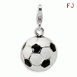 Sterling Silver Enamel Soccer Ball With Lobster Clasp Charm