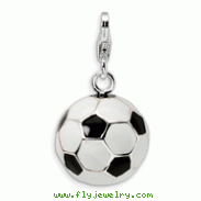 Sterling Silver Enamel Soccer Ball With Lobster Clasp Charm