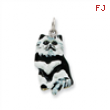 Sterling Silver Enameled Black & White Cat Charm