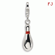 Sterling Silver Enameled Bowling Pin With Lobster Clasp Charm