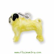 Sterling Silver Enameled Fawn Pug Charm