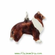 Sterling Silver Enameled Large Collie Dog Charm