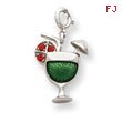 Sterling Silver Enameled Martini Glass Charm