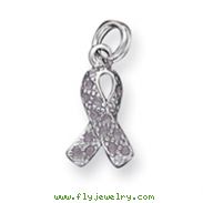 Sterling Silver Enameled Pink Ribbon Charm