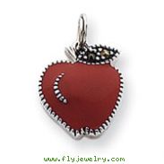 Sterling Silver Enameled Red Apple Charm