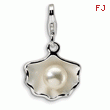 Sterling Silver Enameled Shell Fresh Water Cultured Pearl With Lobster Clasp Charm