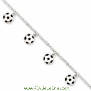 Sterling Silver Enameled Soccer Ball and Shoe Bracelet