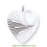 Sterling Silver Engraveable Heart Disc Charm