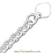 Sterling Silver Engraveable Heart Disc On Fancy Link Toggle Bracelet