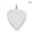 Sterling Silver Engraveable Heart Patterned Disc Charm