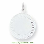 Sterling Silver Engraveable Round Patterned Disc Charm