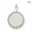 Sterling Silver Engraveable Round with Rope Disc Charm