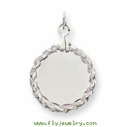 Sterling Silver Engraveable Round with Rope Disc Charm