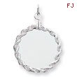 Sterling Silver Engraveable Round With Rope Disc Charm
