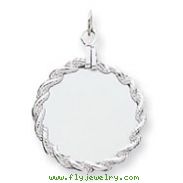 Sterling Silver Engraveable Round With Rope Disc Charm