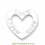 Sterling Silver Faith, Hope, and Love Heart Pendant