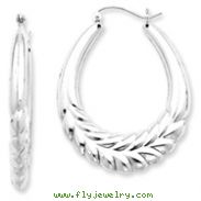 Sterling Silver Fancy Oval Hoop Earrings