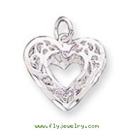 Sterling Silver Filigree Heart Charm