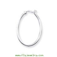 Sterling Silver Flat Square Tube Oval Hoop Earrings